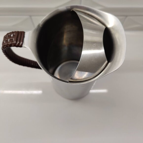 Stainless Steel Water Pitcher - Denmark, Braided handle mid-century modern - Picture 2 of 3